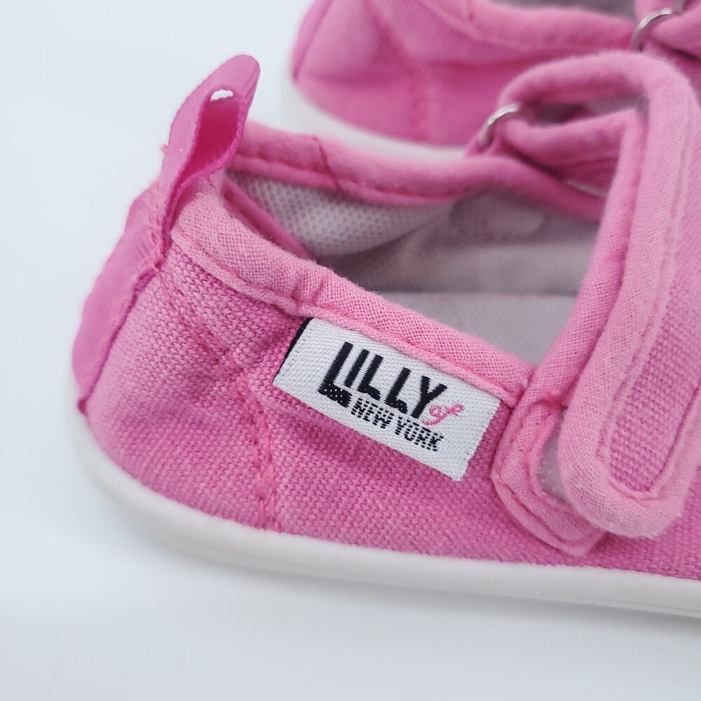 Lily NY Girl Bright Pink Mary Jane Canvas Playground School Slip On Shoe 7T - Picture 5 of 7